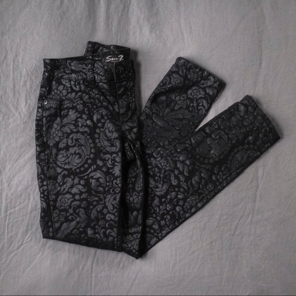 Black Patterned Skinny Jeans